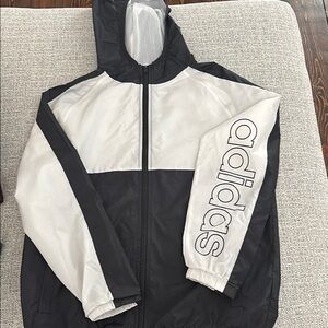 Adidas Black and White Windbreaker Jacket